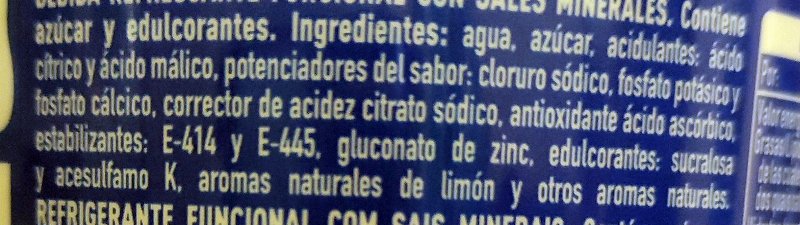 Foto da lista de ingredientes