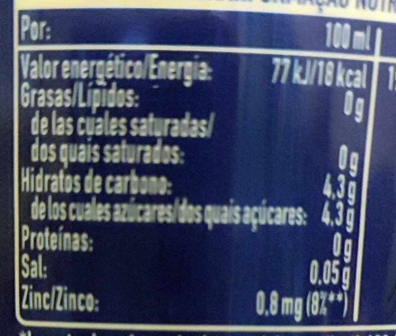 Foto da tabela nutricional