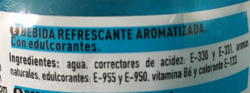 Foto da lista de ingredientes