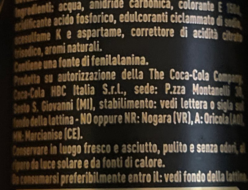 Foto da lista de ingredientes