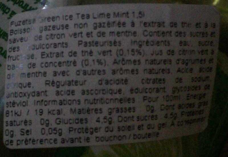 Foto da tabela nutricional