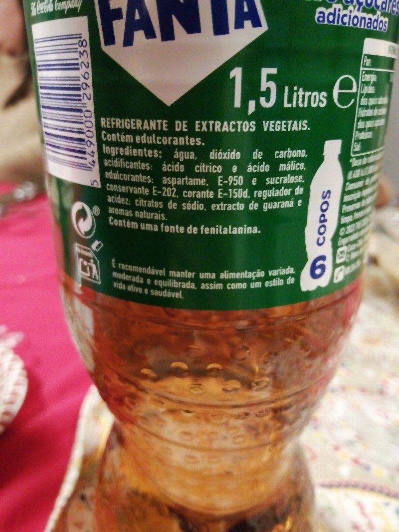 Foto da lista de ingredientes