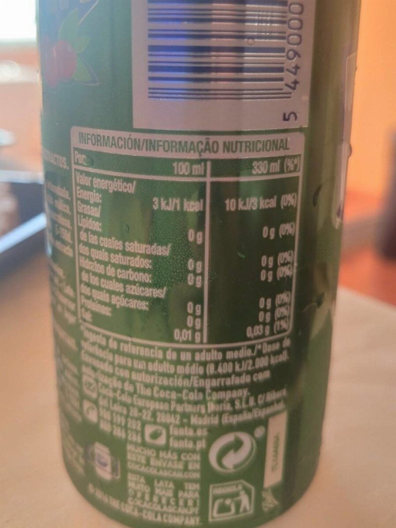Foto da tabela nutricional