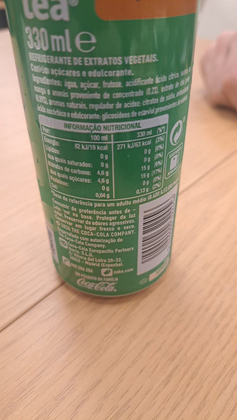 Foto da tabela nutricional