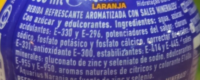 Foto da lista de ingredientes