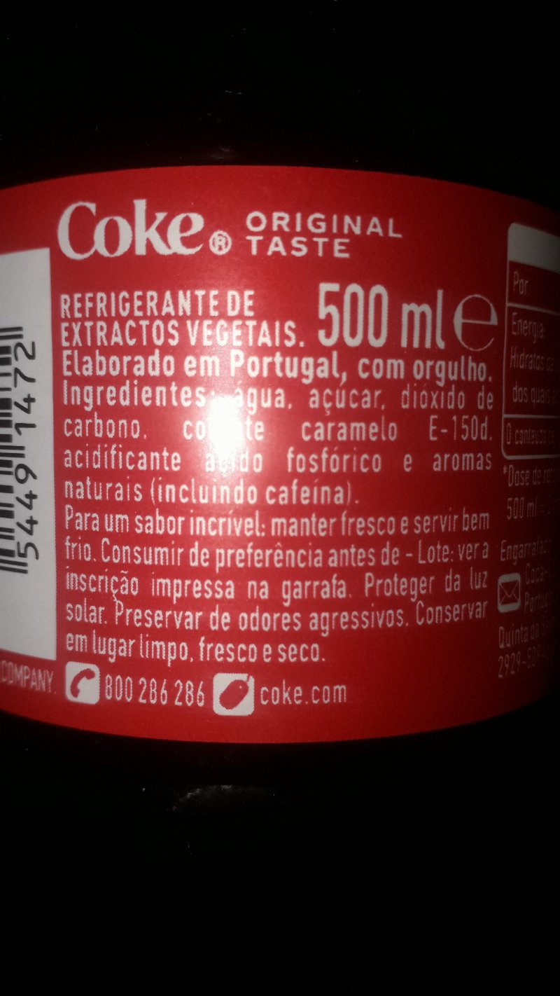 Foto da lista de ingredientes