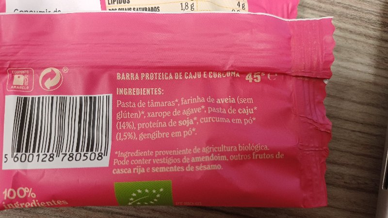 Foto da lista de ingredientes