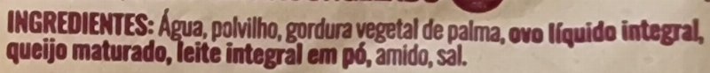 Foto da lista de ingredientes