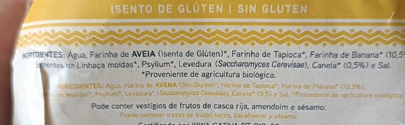 Foto da lista de ingredientes