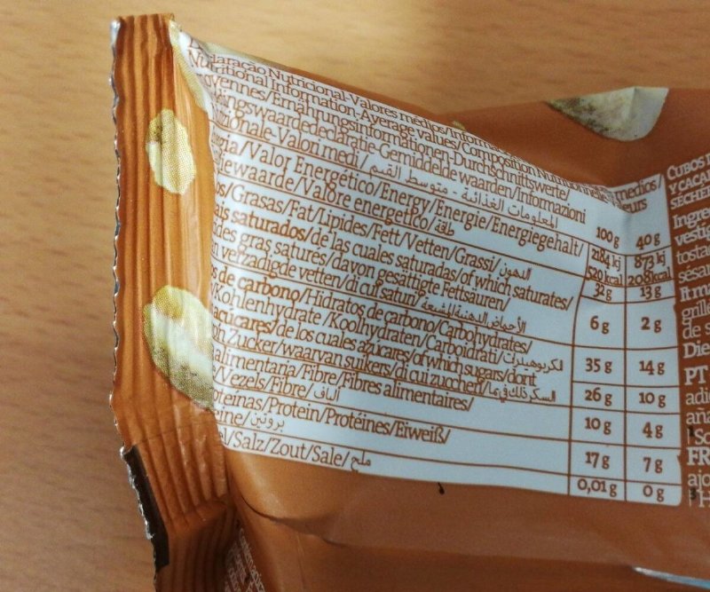 Foto da tabela nutricional