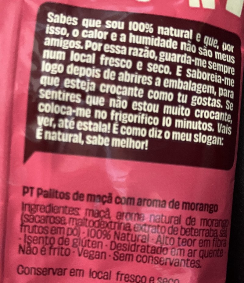 Foto da lista de ingredientes