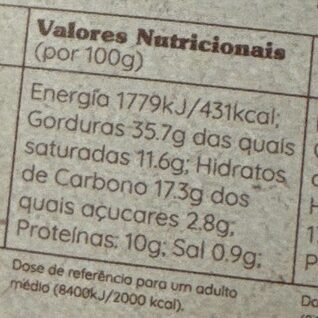 Foto da tabela nutricional