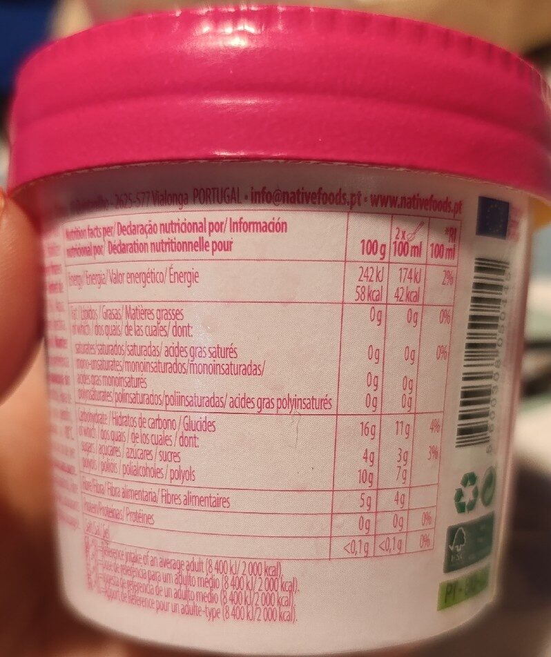 Foto da tabela nutricional