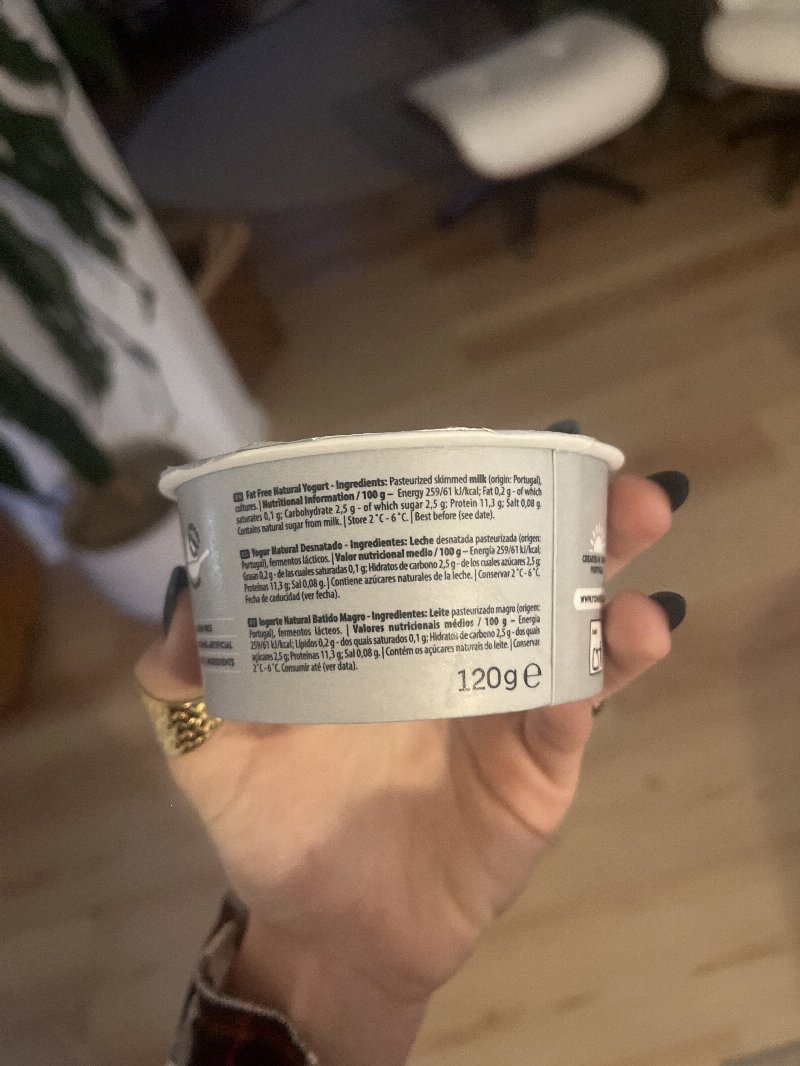 Foto da lista de ingredientes