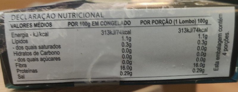 Foto da tabela nutricional