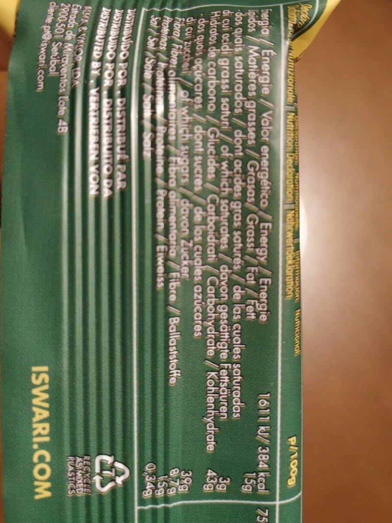 Foto da tabela nutricional