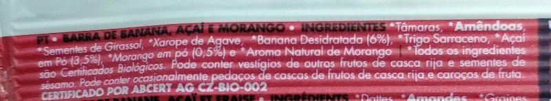 Foto da lista de ingredientes