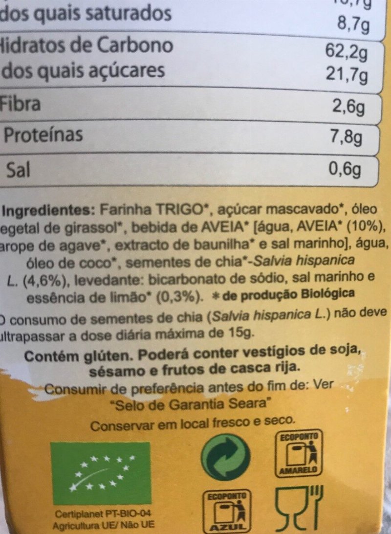 Foto da lista de ingredientes