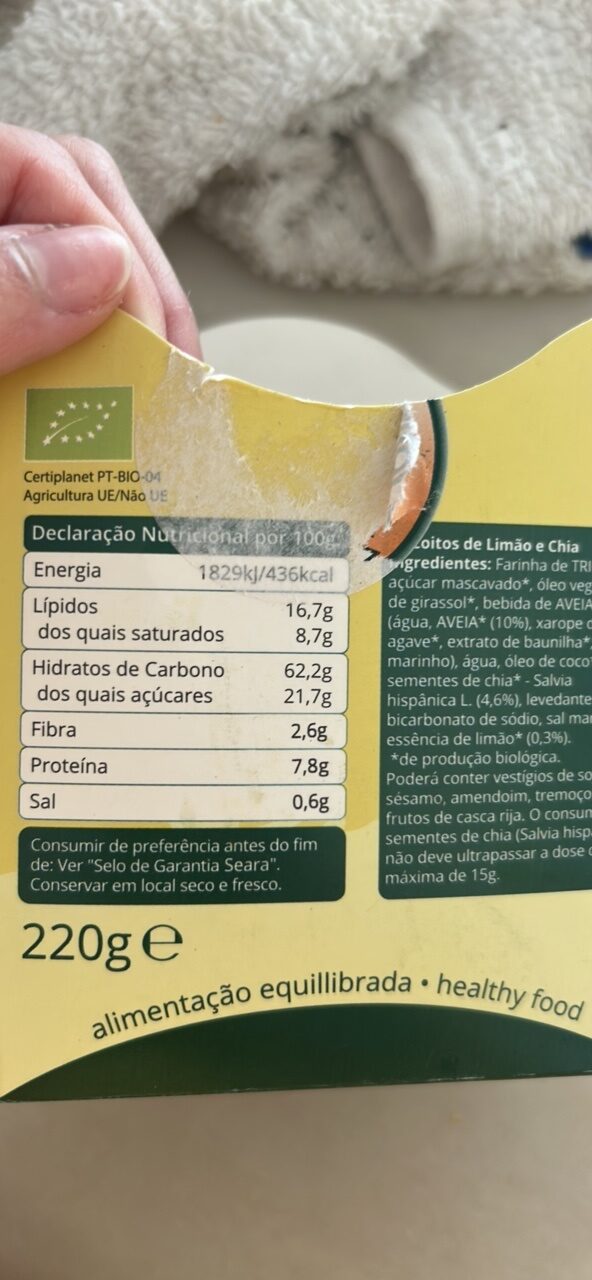 Foto da tabela nutricional