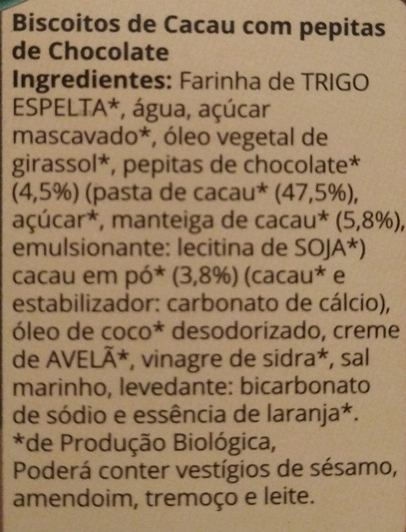 Foto da lista de ingredientes