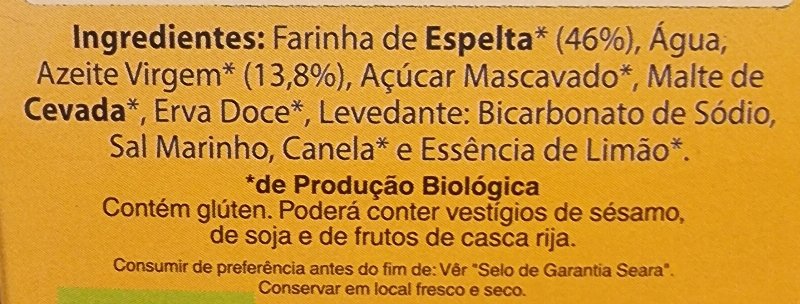 Foto da lista de ingredientes
