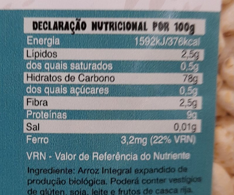 Foto da tabela nutricional