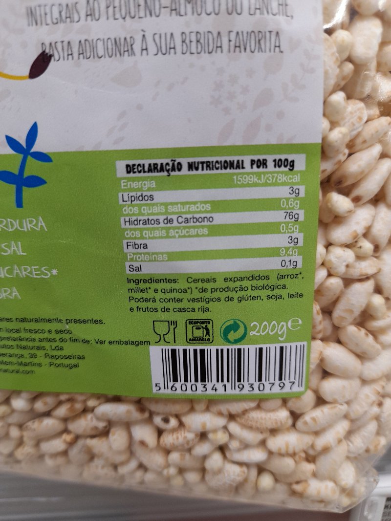 Foto da tabela nutricional