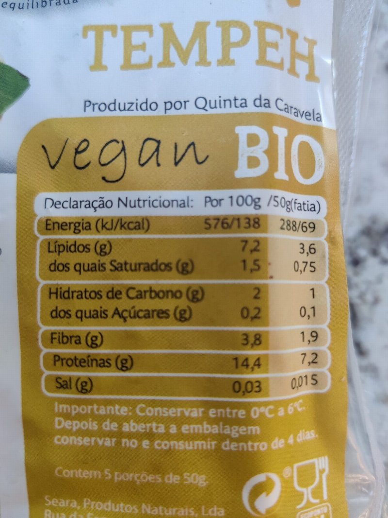 Foto da tabela nutricional