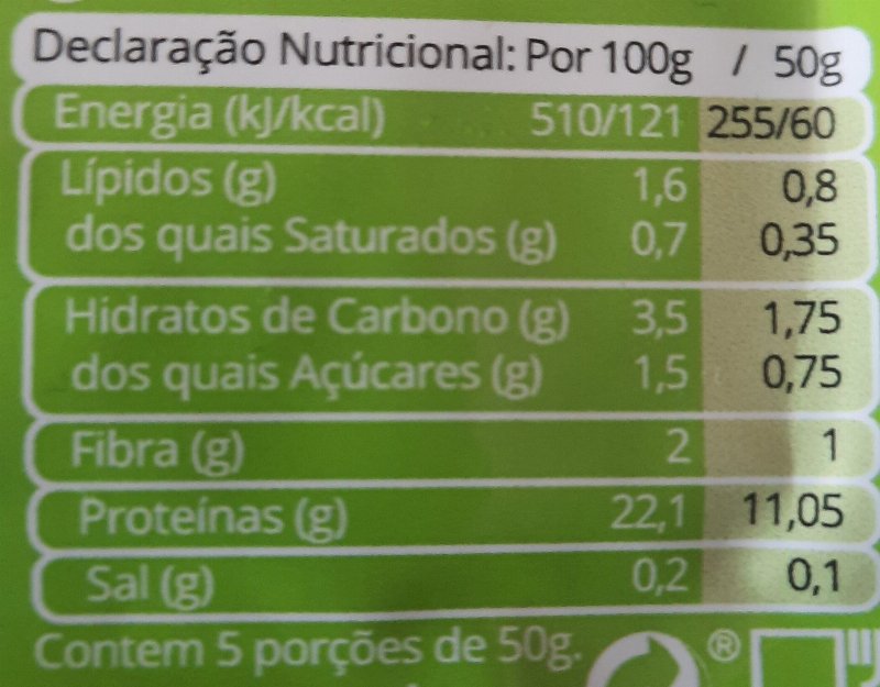 Foto da tabela nutricional
