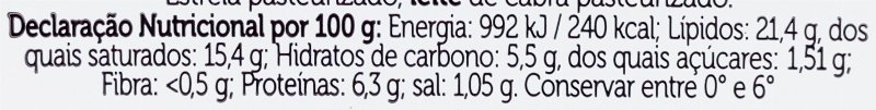 Foto da tabela nutricional