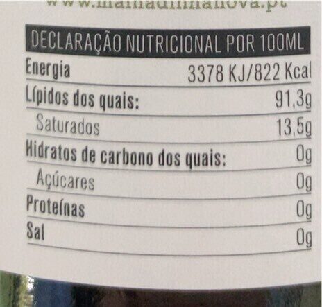 Foto da tabela nutricional
