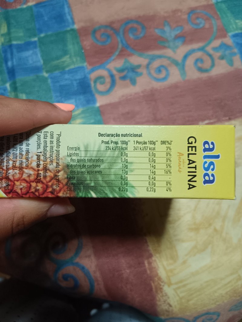 Foto da lista de ingredientes