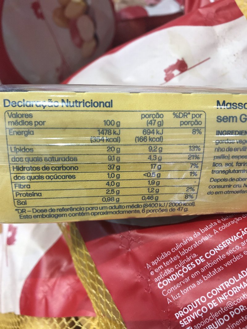 Foto da tabela nutricional
