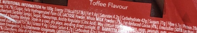 Foto da tabela nutricional