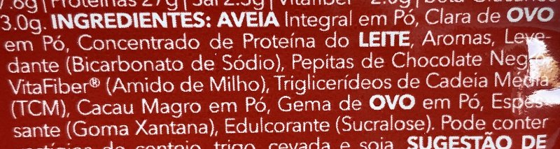 Foto da lista de ingredientes