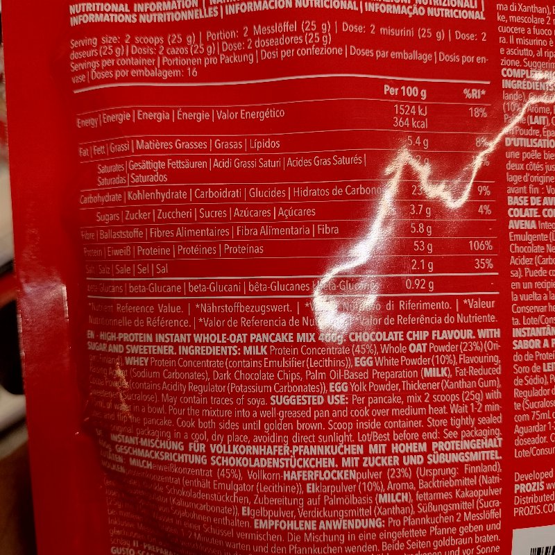 Foto da lista de ingredientes