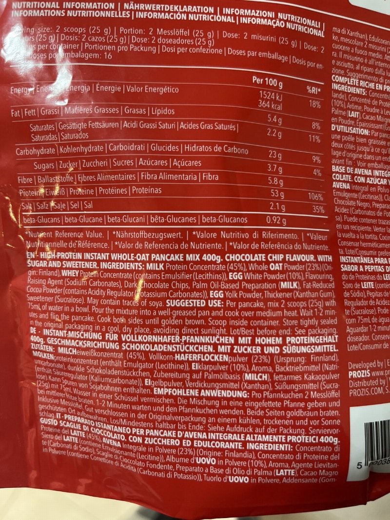 Foto da tabela nutricional