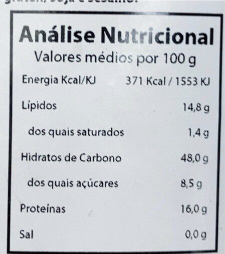 Foto da tabela nutricional