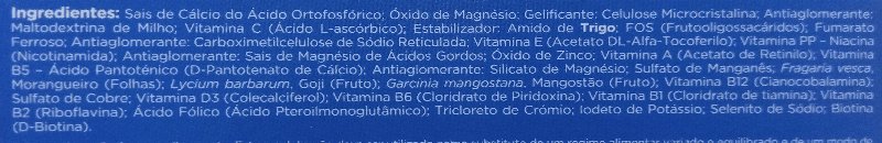 Foto da lista de ingredientes