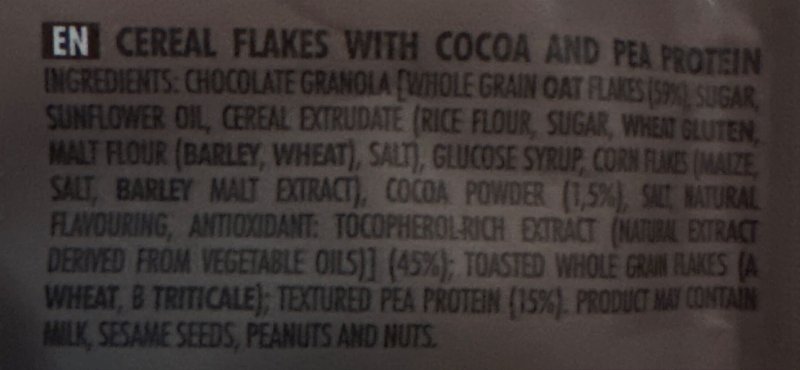 Foto da lista de ingredientes