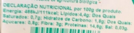 Foto da tabela nutricional