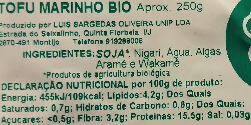 Foto da tabela nutricional