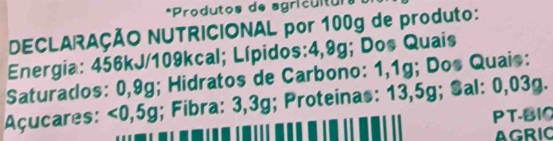Foto da tabela nutricional