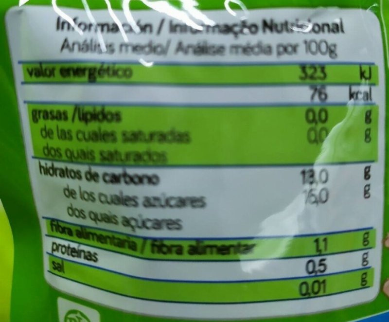 Foto da tabela nutricional