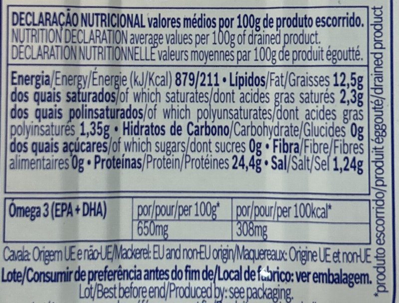 Foto da tabela nutricional