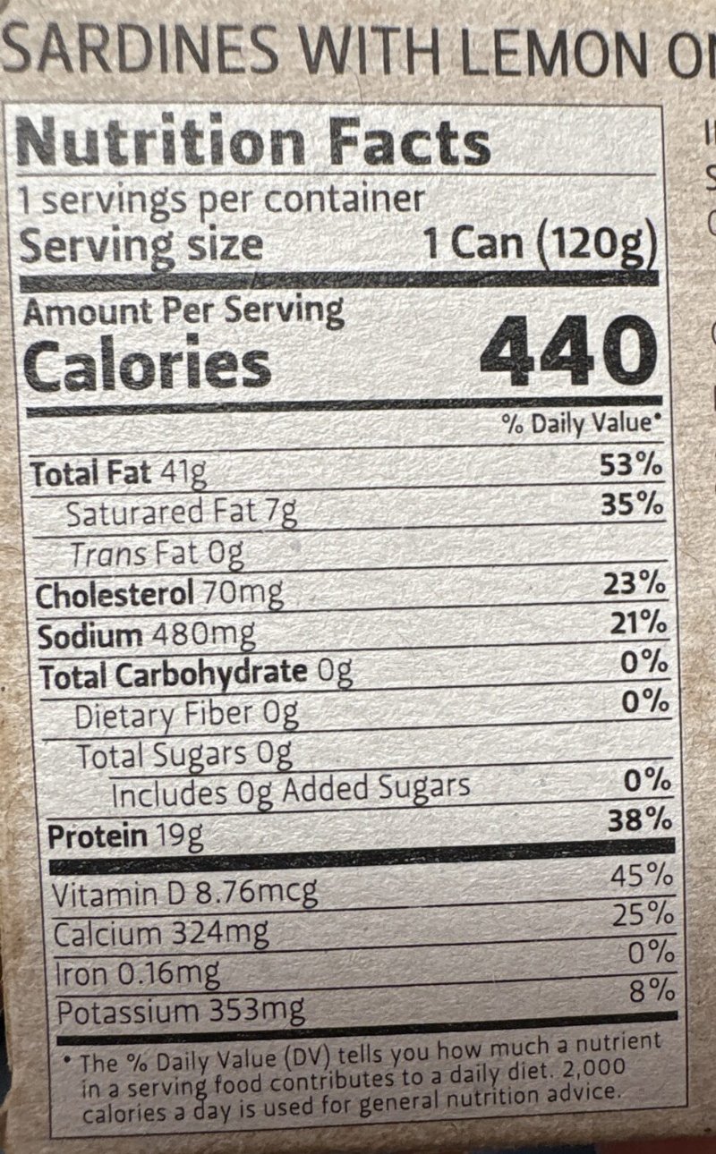 Foto da tabela nutricional