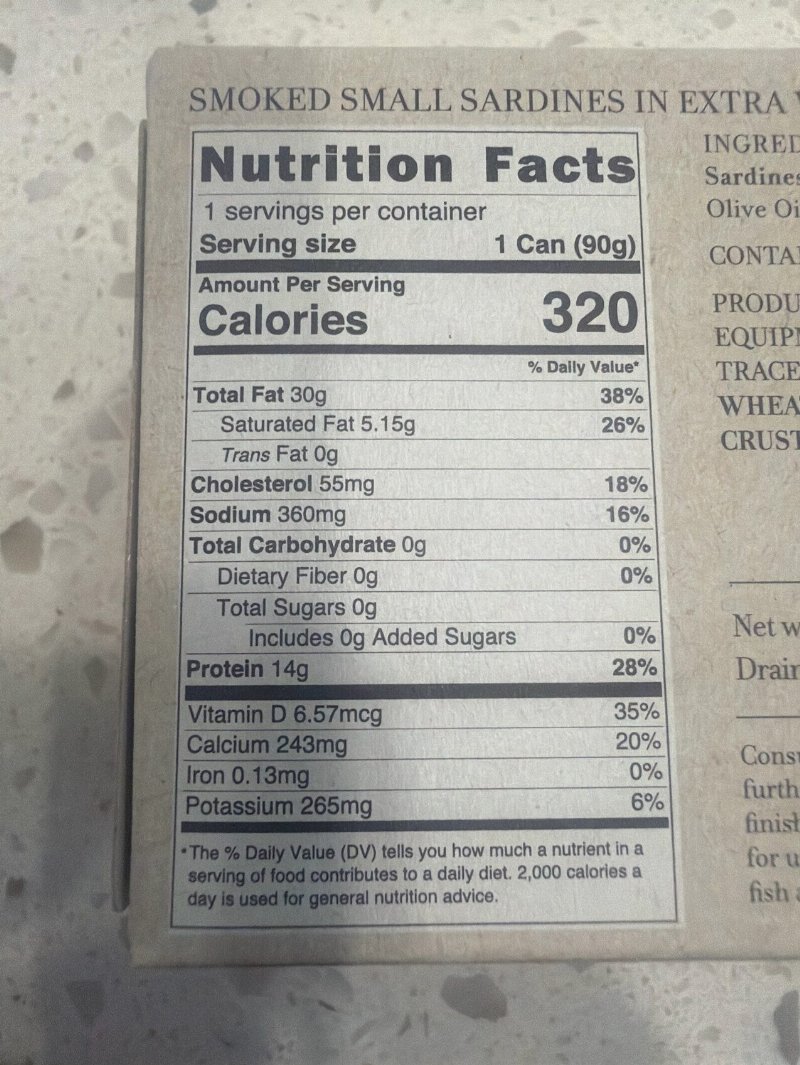 Foto da tabela nutricional