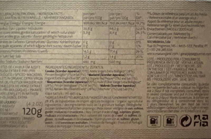 Foto da tabela nutricional