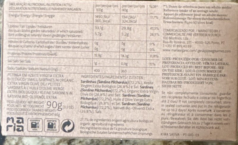Foto da tabela nutricional
