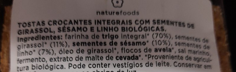 Foto da lista de ingredientes